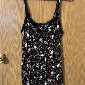 Black Dress with Skull and Floral Print